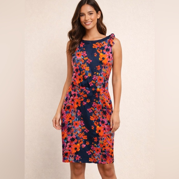 Evan Picone Dresses & Skirts - Evan Picone Vibrant Floral Sheath Dress Size 4